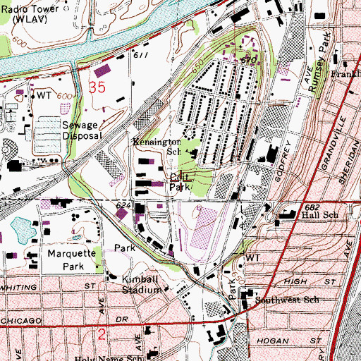 Topographic Map of Coit Park, MI