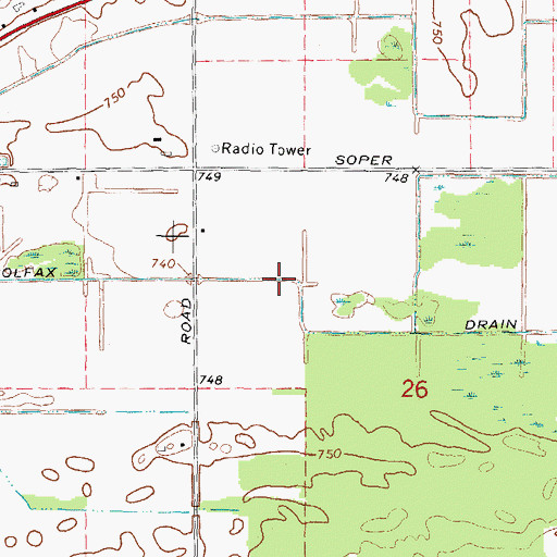 Topographic Map of Colfax Drain, MI