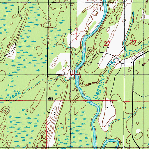 Topographic Map of Collard Creek, MI