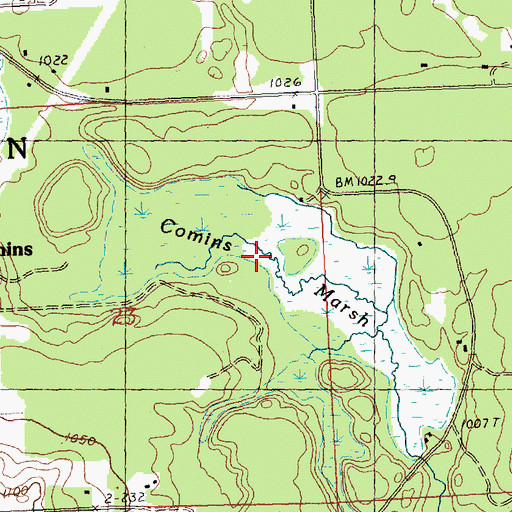 Topographic Map of Comins Marsh, MI