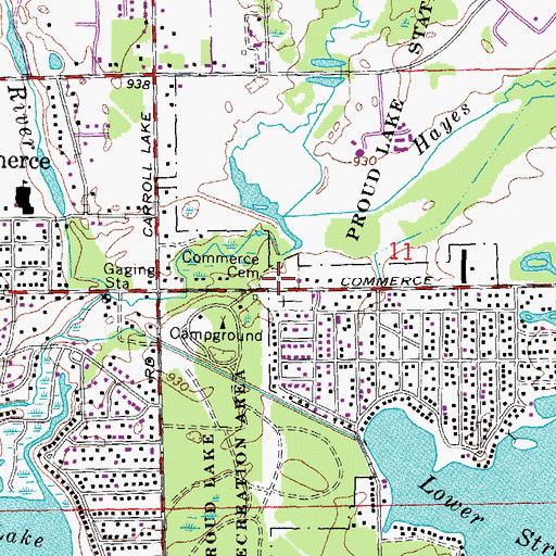 Topographic Map of Commerce Village Burying Ground, MI