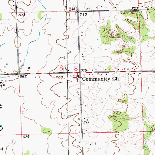 Topographic Map of Community Church, MI
