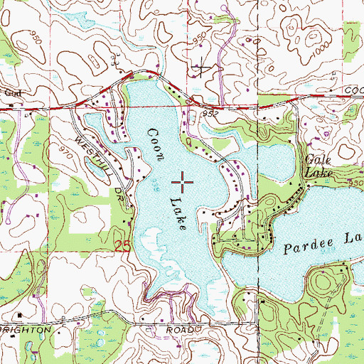 Topographic Map of Coon Lake, MI