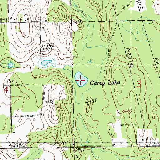 Topographic Map of Corey Lake, MI