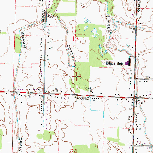 Topographic Map of Cottrell Drain, MI