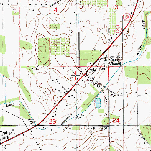 Topographic Map of Coulter School, MI