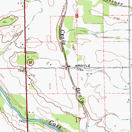 Topographic Map of Craig Drain, MI