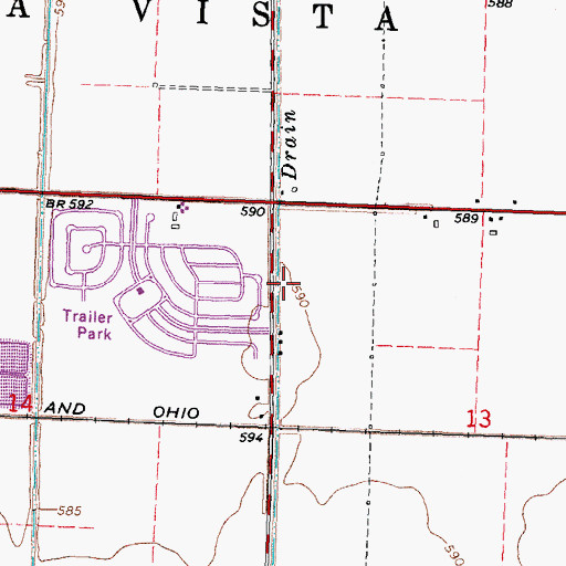 Topographic Map of Creens Drain, MI
