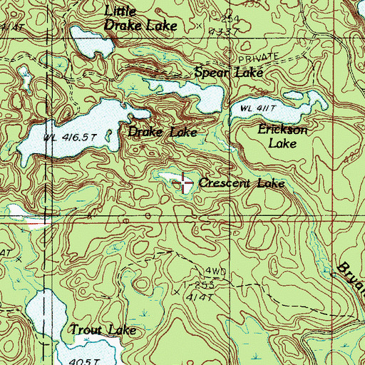 Topographic Map of Crescent Lake, MI