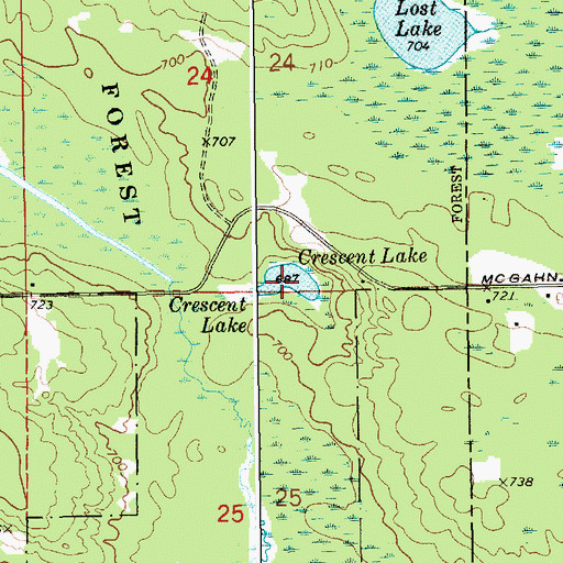 Topographic Map of Crescent Lake, MI