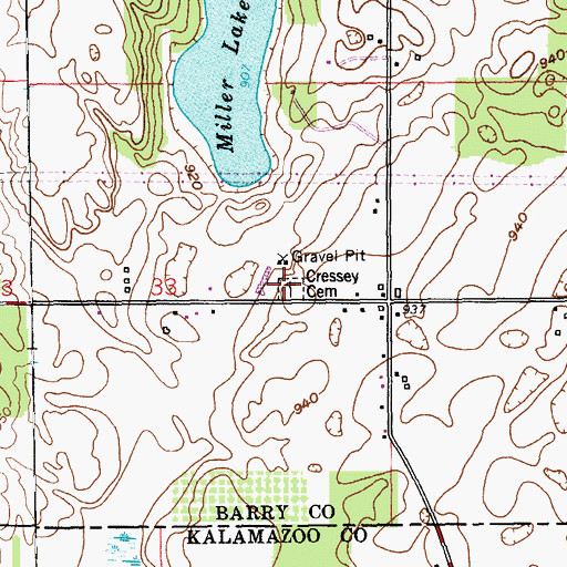 Topographic Map of Cressey Cemetery, MI