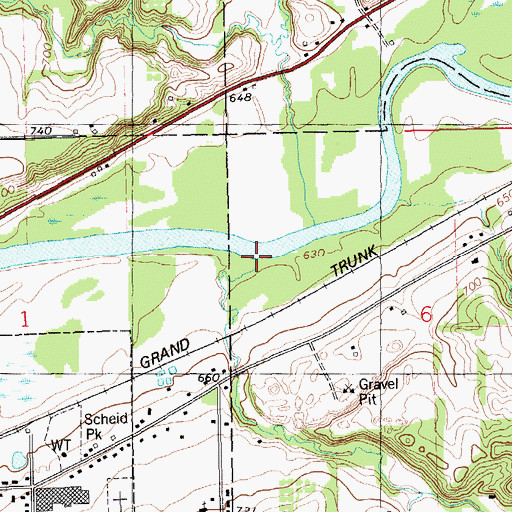 Topographic Map of Crooked Creek, MI