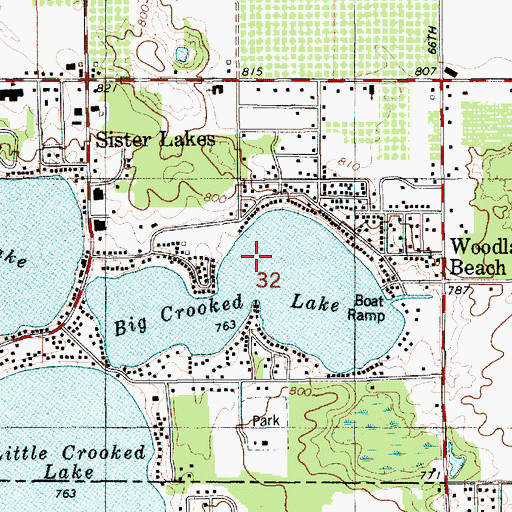 Topographic Map of Crooked Lake, MI
