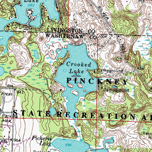 Topographic Map of Crooked Lake, MI