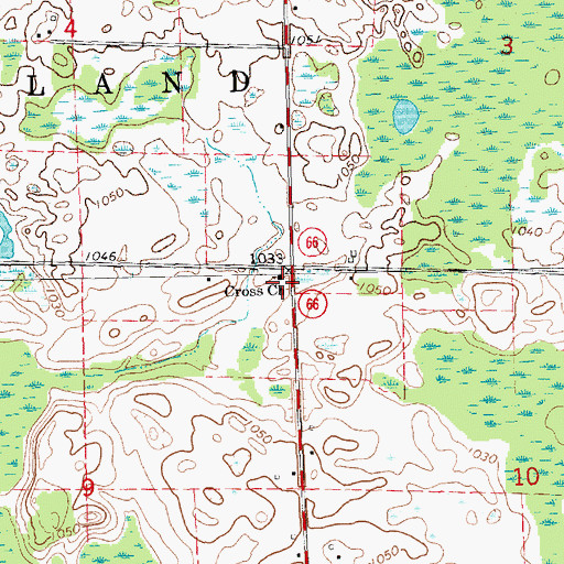 Topographic Map of Cross Church, MI
