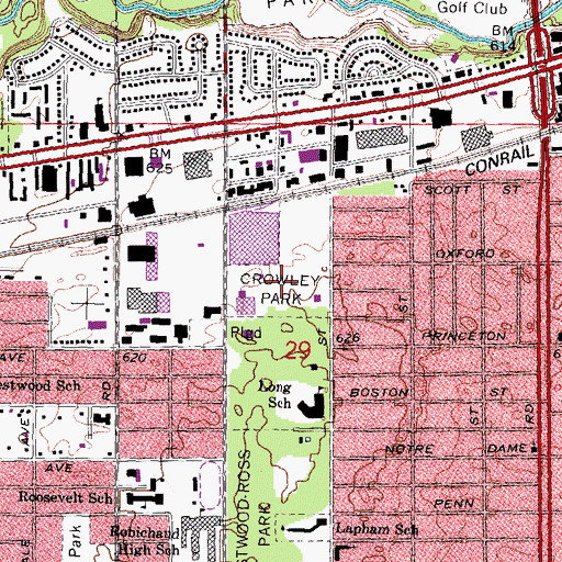 Topographic Map of Crowley Park, MI