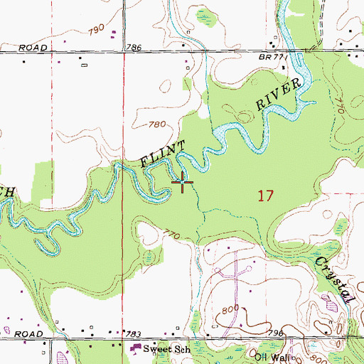 Topographic Map of Crystal Creek, MI