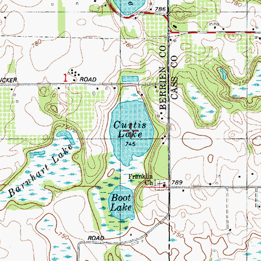 Topographic Map of Curtis Lake, MI