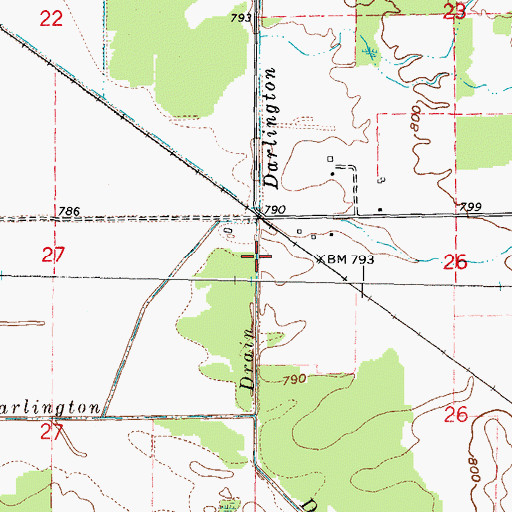 Topographic Map of Darlington Drain, MI