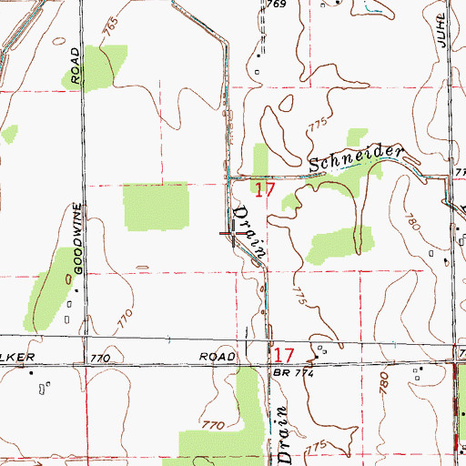 Topographic Map of Davis Drain, MI