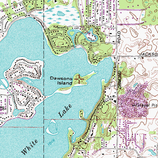 Topographic Map of Dawsons Island, MI
