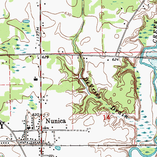 Topographic Map of DeVries Drain, MI