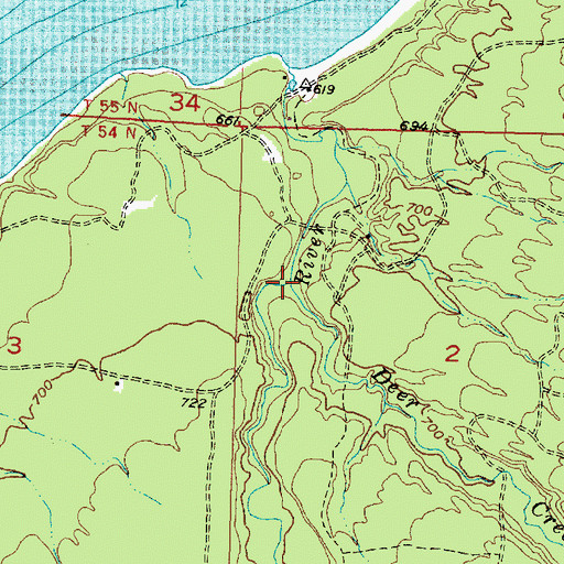 Topographic Map of Deer Creek, MI