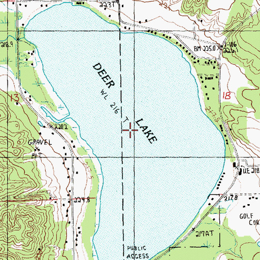 Topographic Map of Deer Lake, MI