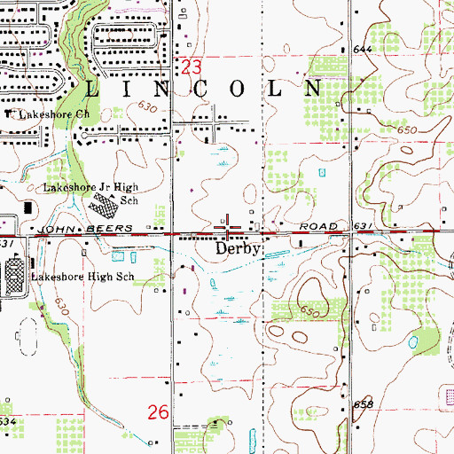 Topographic Map of Derby, MI