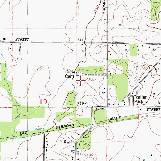 Topographic Map of Dick Cemetery, MI