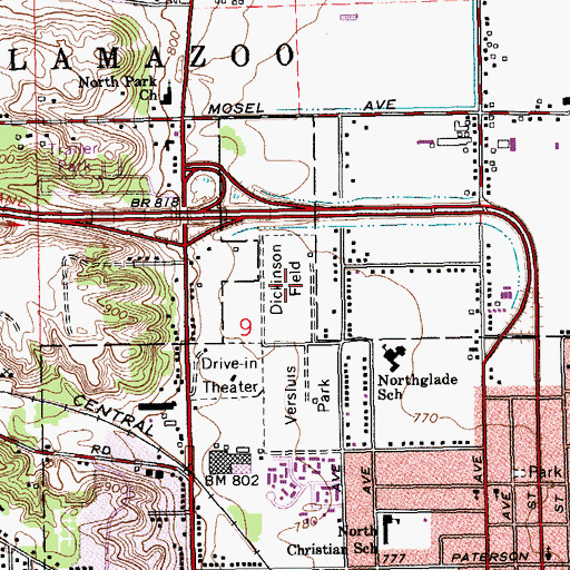 Topographic Map of Dickinson Field, MI