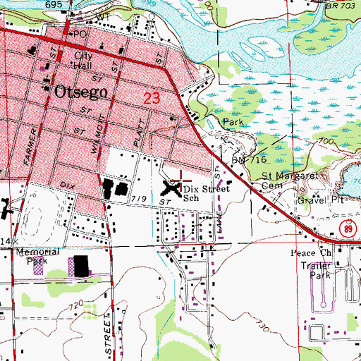 Topographic Map of Dix Street School, MI
