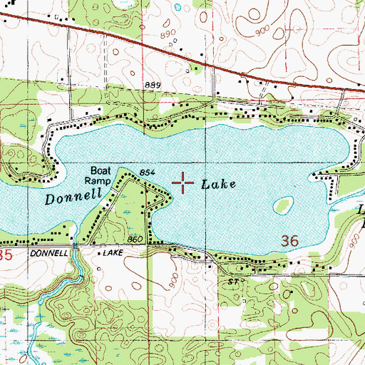 Topographic Map of Donnell Lake, MI