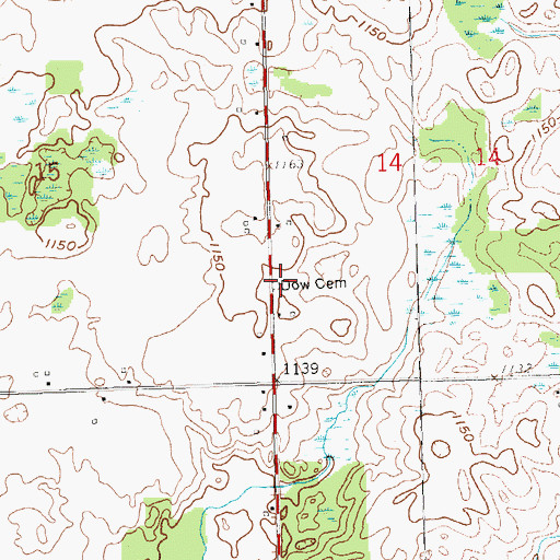 Topographic Map of Dow Cemetery, MI