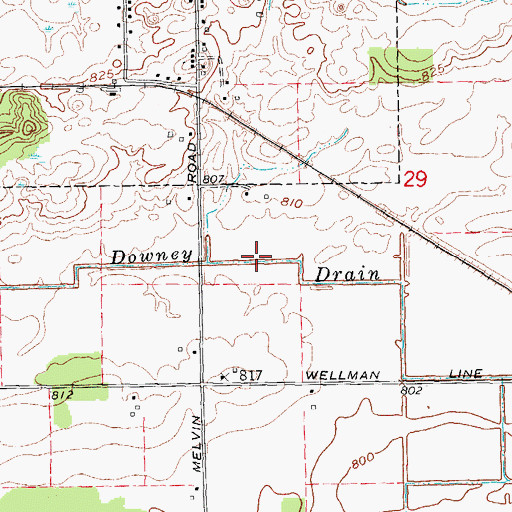Topographic Map of Downey Drain, MI