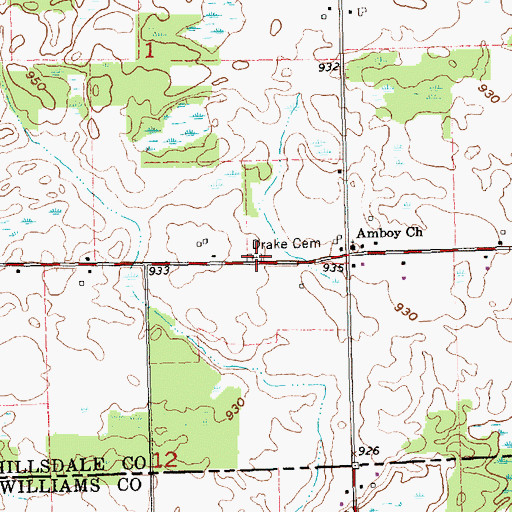 Topographic Map of Drake Cemetery, MI