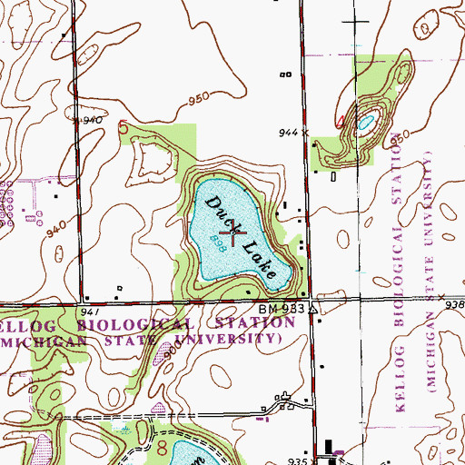 Topographic Map of Duck Lake, MI