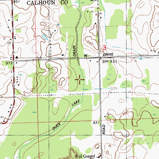 Topographic Map of Duck Lake Ditch, MI