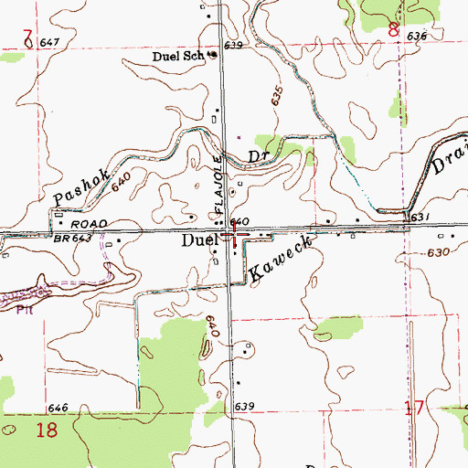 Topographic Map of Duel, MI