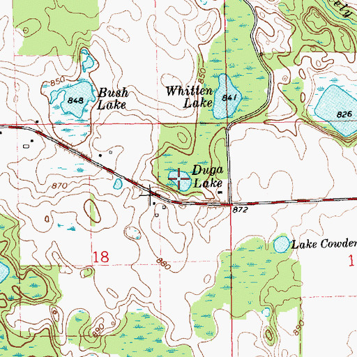 Topographic Map of Duga Lake, MI