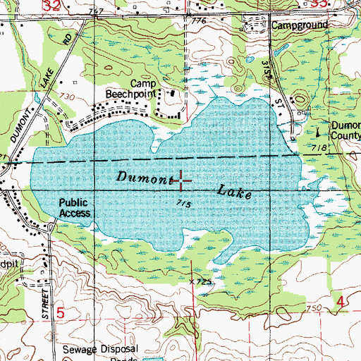 Topographic Map of Dumont Lake, MI