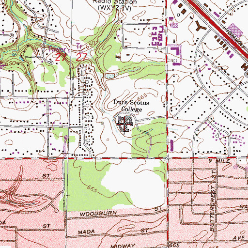 Topographic Map of Duns Scotus College, MI