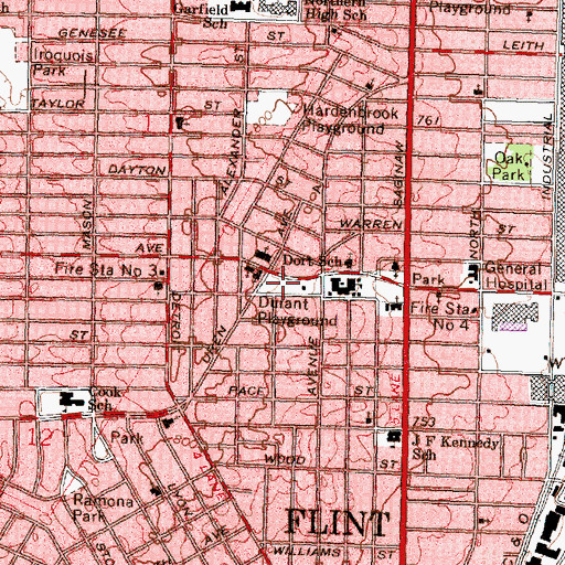 Topographic Map of Durant Playground, MI