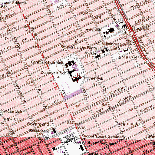 Topographic Map of Durfee School, MI