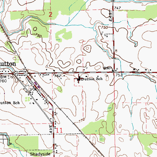 Topographic Map of Dutton School, MI