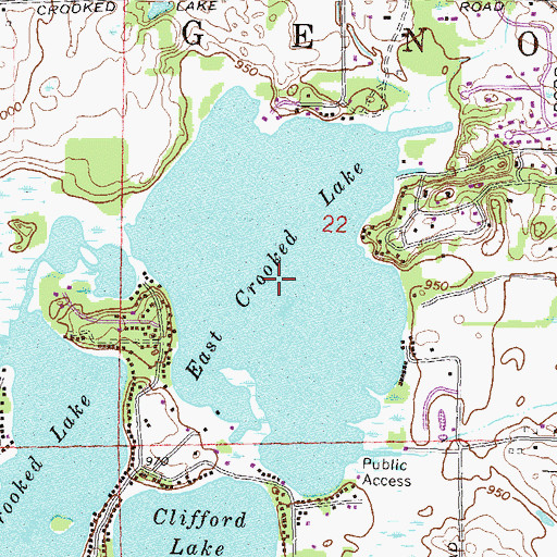 Topographic Map of East Crooked Lake, MI