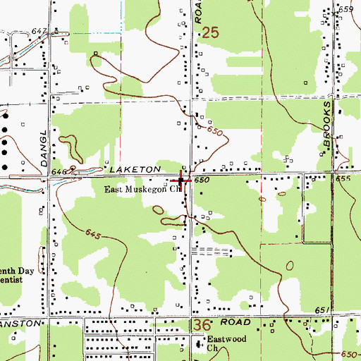 Topographic Map of East Muskegon Church, MI