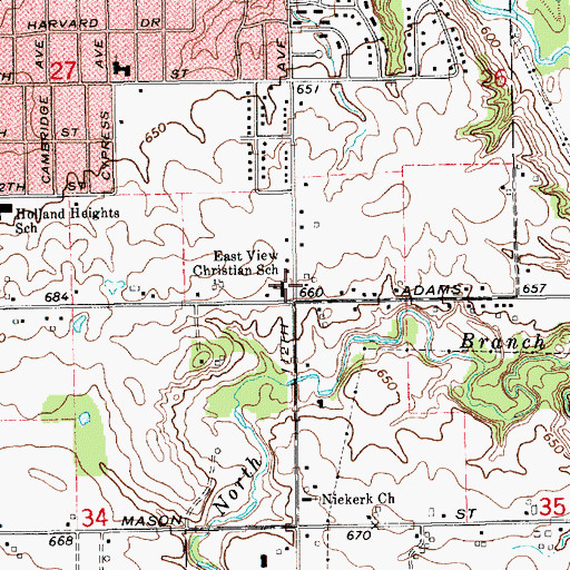 Topographic Map of East View Christian School, MI