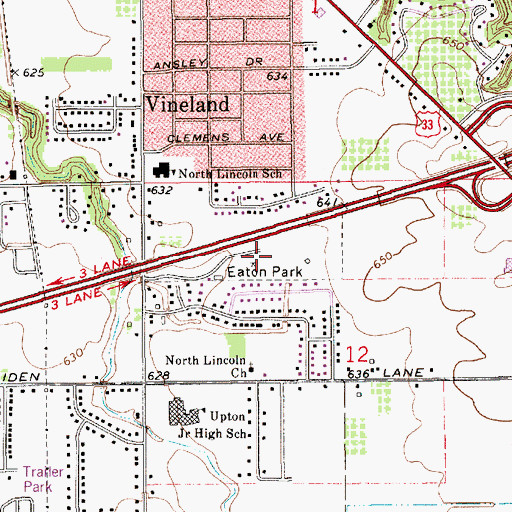 Topographic Map of Eaton Park, MI