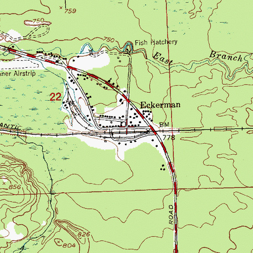 Topographic Map of Eckerman, MI